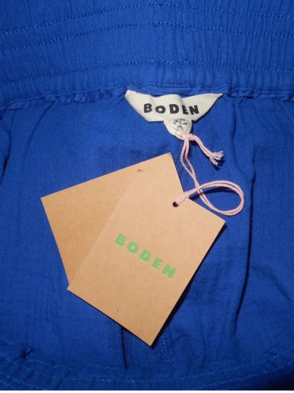 Boden Blue Wide Leg Cropped Double Cloth Cotton Gauze Trousers Pants New 16/18 - Picture 4 of 6